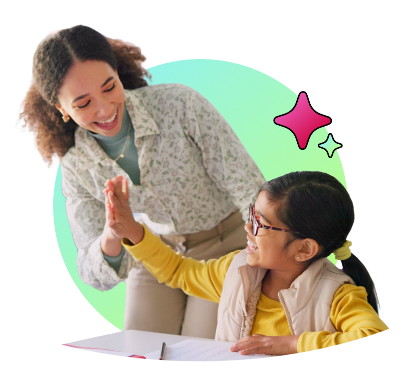 Teacher and student giving high fives