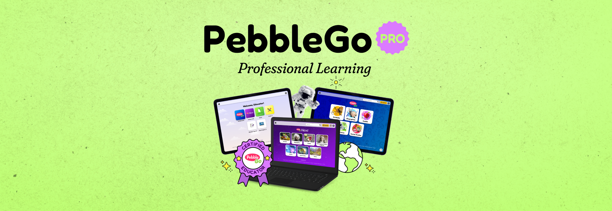 Picture of PebbleGo Products and Certificate Badge