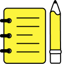 Yellow notebook and pencil