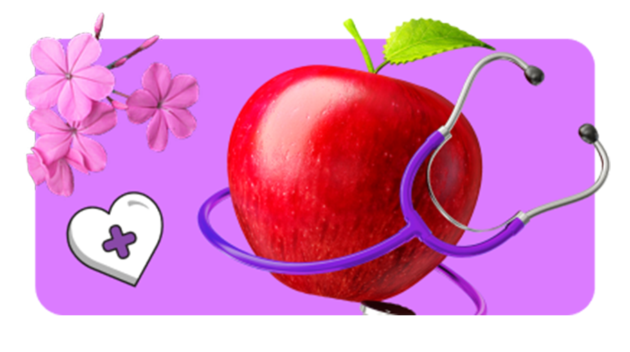Graphic of apple and stethoscope 