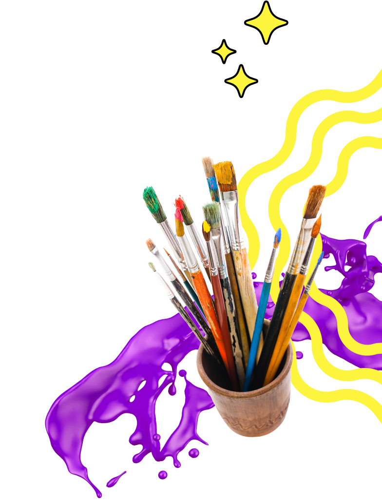 Graphic of the paintbrushes and paint